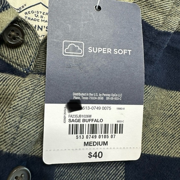 St Johns Bay Men’s Sage Buffalo Plaid Button Down Flannel Shirt NWT Size… - Picture 4 of 9
